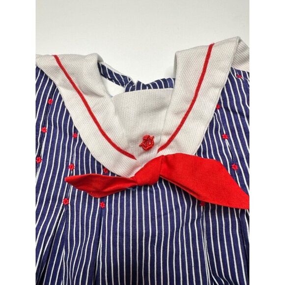 VTG Polly Flinders Hand Smocked Sailor Dress Toddler Size 2T 4th Of July - Picture 6 of 7